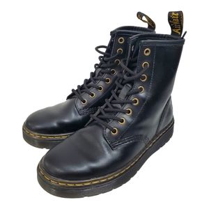 DR MARTENS Combat Boots ZAVALA Black Leather Shoes Moto